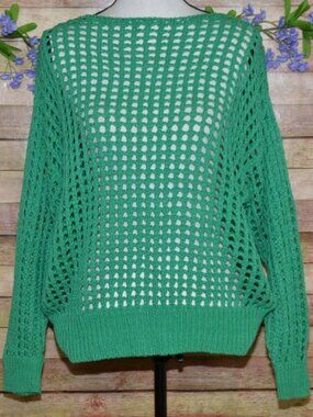 Dear John Green Open Knit Boat Neck Sweater Ladies Size M Long Sleeve Layering